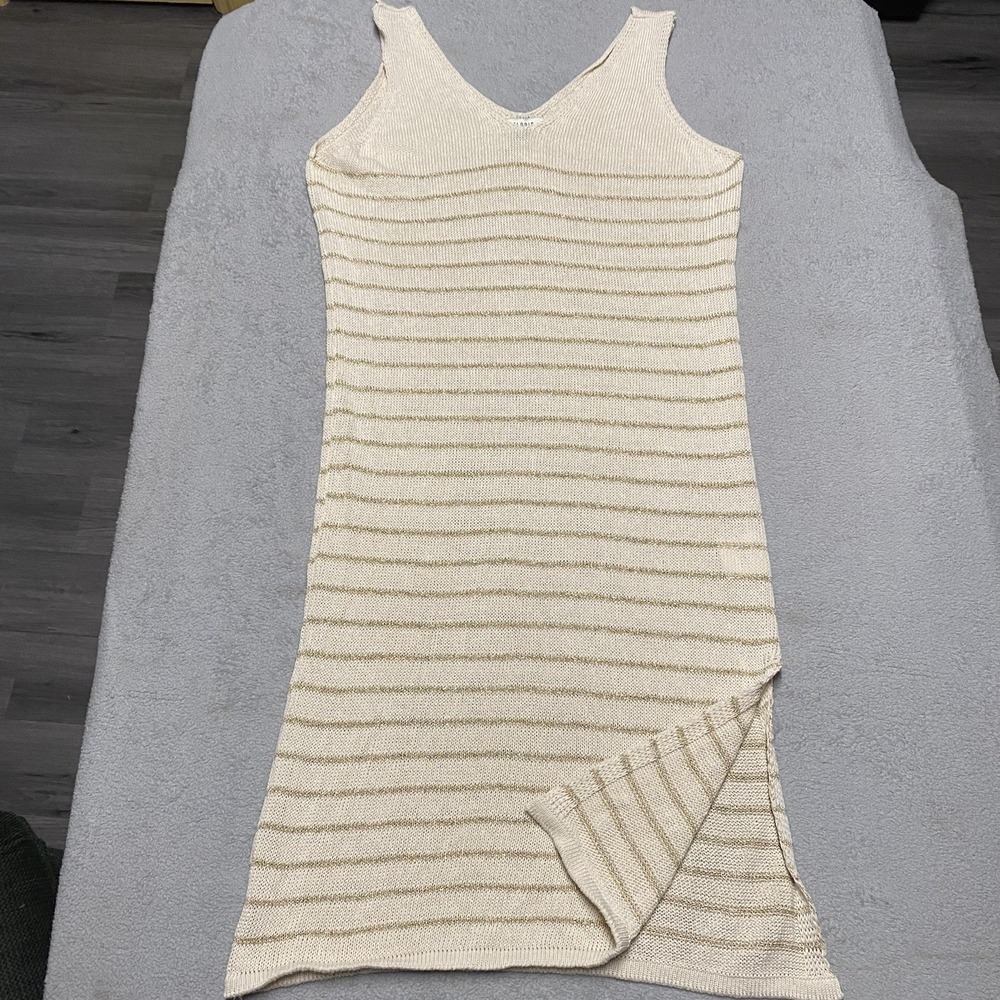 Floris‎ Knit Dress M/L White Gold Beach Resortwear Coverup Italy